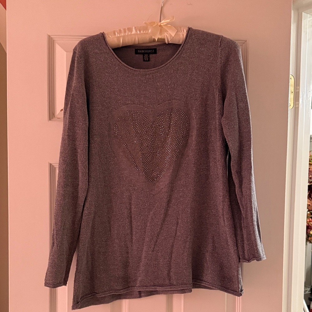 Women's silver heart Long Sleeve Top